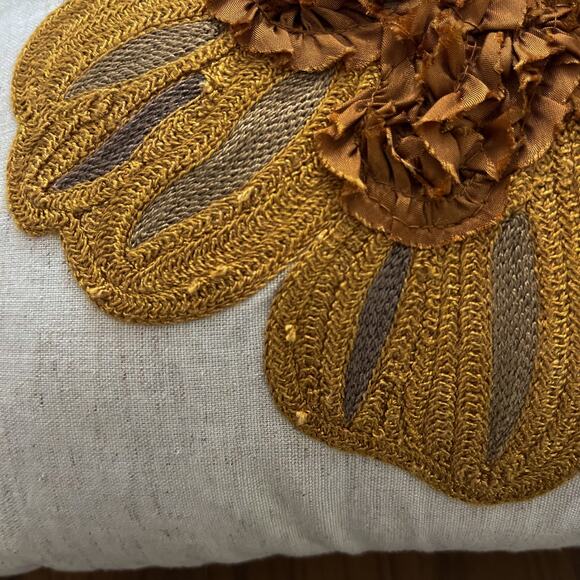 Vintage Pier1 Floral Cotton Linen Throw Pillow 24x13 Bohemian Accent Home Decor - Picture 7 of 11